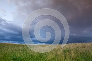 Dramatic sky on the empty golf course