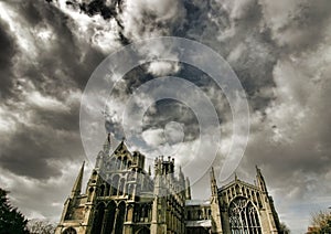 Dramatic sky over Ely Cathedral