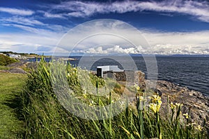 Dramatic Sky over Juan De Fuca Strait from Saxe Point Urban Park on Vancouver Island photo