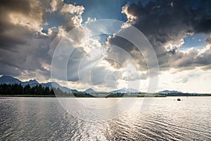 Dramatic sky over Lake Hopfensee