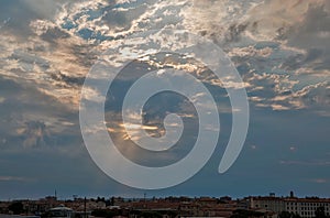 Dramatic sky over Livorno, Italy. HDR