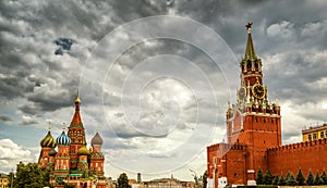 Dramatic sky over the Red Square in Moscow