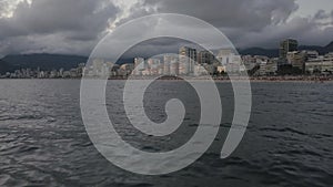 Dramatic Sky Over Rio De Janeiro Brazil. Drone Aerial View From Ipanema Beach