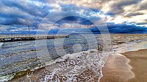 Dramatic sky, storm clouds over a stormy sea