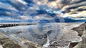 Dramatic sky, storm clouds over a stormy sea