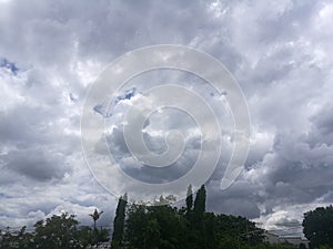 Dramatic sky with a stormy gray clouds just before stom. nature photography photo