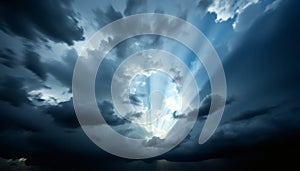 Dramatic Sky with Sun Rays Breaking Through a Dark Stormy Cloudscape