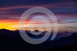 Dramatic sky at sunset in the Andes