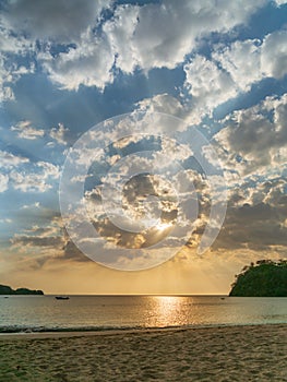 Dramatic sky at sunset off the Pacific coast of Costa Rica, in the Guanacaste province