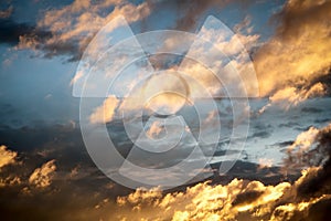 Dramatic sky with symbol of radioactivity photo