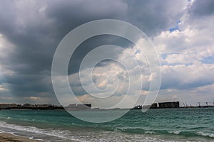 Thunderstorm and dark clouds