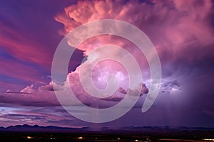 Dramatic sky with thunderstorm cumulonimbus clouds