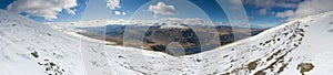 Dramatic snow capped mountains, Lake District, England, UK