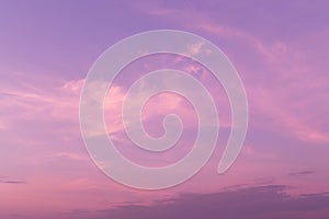 Dramatic soft sunrise, sunset pink violet blue sky with beautiful cirrus clouds abstract background texture