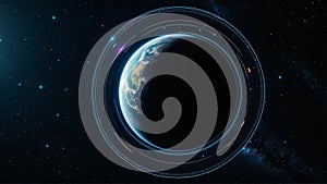 Dramatic solar eclipse with glowing planetary ring in space