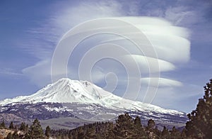 Lenticular Clouds over Mt Shasta in California