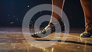 Dynamic Dance Step with Water Splash on Stage