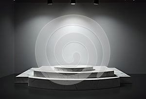Dramatic Spotlight Concrete Step Podium