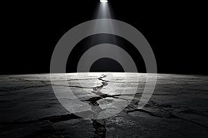 Dramatic Spotlight on Cracked Concrete Ground Texture Background