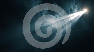 Spotlight shining through smoke effect background for stage or product display presentation design concept