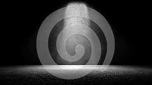 Dramatic Spotlight On Empty Stage Floor.