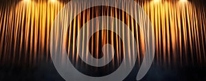 Dramatic Stage Curtains with Warm Lighting for Theatrical Performance