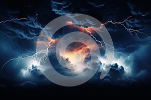 Dramatic Storm cloud bolt mockup. Generate Ai