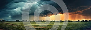 Dramatic Storm Clouds Gathering Over An Expansive Open Field