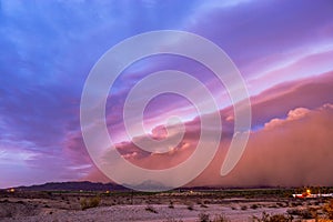 Dramatic storm clouds and Haboob at sunset. photo