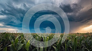 Dramatic Storm Clouds Over Cornfield Landscape