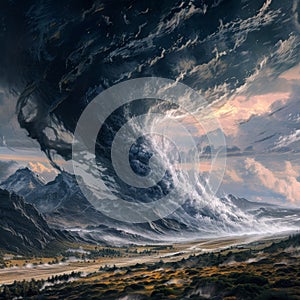 Dramatic Storm Clouds Over Mountain Landscape