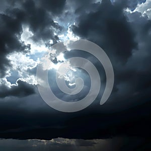 Dramatic Storm Clouds with Sunlight Breaking Through