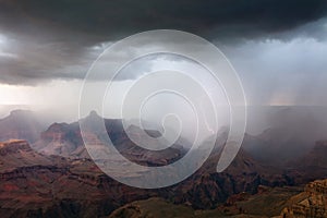 Dramatic storm with lightning over the Grand Canyon