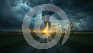 Dramatic Storm And Powerful Tornado