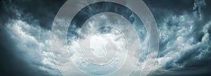 Dramatic Stormy Sky Background. Wide Web Banner.