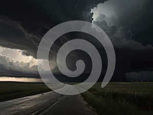 Dramatic stormy sky with dark clouds