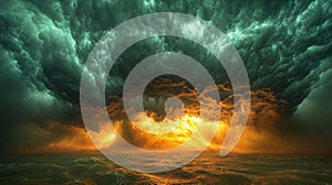 Dramatic Stormy Sky with Dark Clouds and a Glowing Horizon