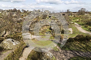 Dramatic structures at Brimham Rocks, Yorkshire in England.