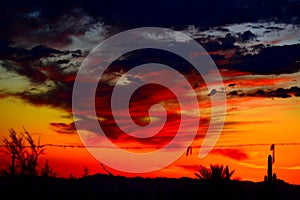 Dramatic Sun Setting Skies in Apache Junction and Mesa Area