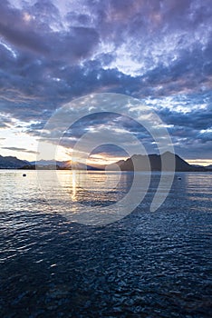 Dramatic sunrise at lake - Lago - Maggiore, Italy