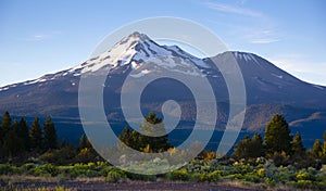 Dramatic Sunrise Light Hits Mount Shasta Cascades