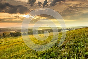 Dramatic Sunrise over the Kansas Tallgrass Prairie