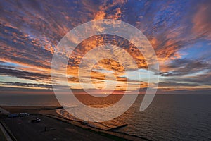 A dramatic sunrise in Ramsgate over the sea