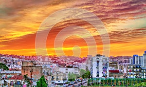 Dramatic sunset above Algiers, the capital of Algeria