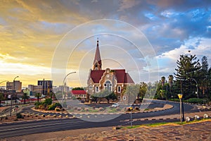 Dramatic sunset above Christchurch, Windhoek, Namibia