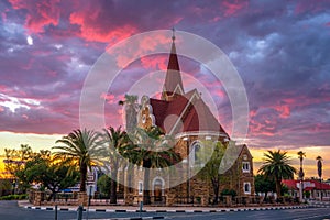 Dramatic sunset above Christchurch, Windhoek, Namibia