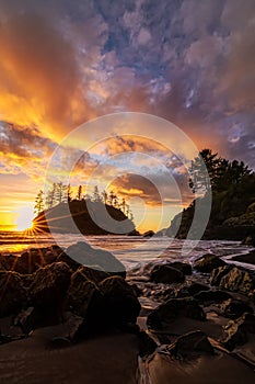 A Dramatic Sunset at the Beach, Color Image