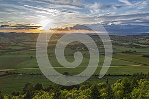 Dramatic Sunset Clouds over Scenic Valley in Shropshire, UK