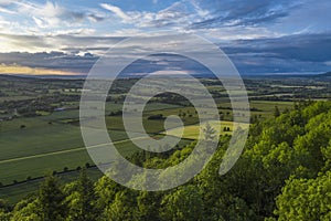 Dramatic Sunset Clouds over Scenic Valley in Shropshire, UK