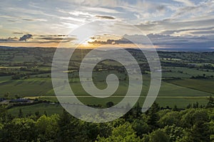 Dramatic Sunset Clouds over Scenic Valley in Shropshire, UK